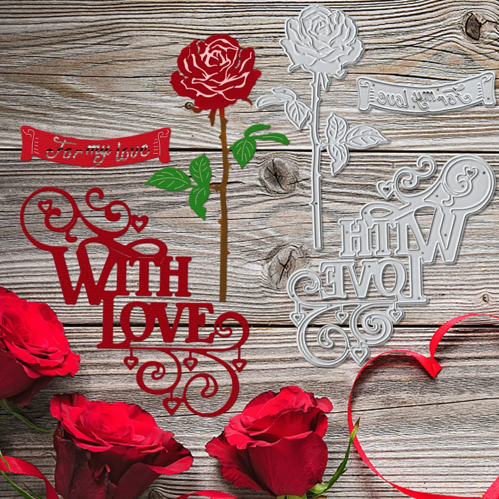 Troqueles De Corte De Metal De San Valentín Para Hacer Tarjetas, Corazones De Amor, Flores, Palabras, Troquelados, Plantilla De Estampado, Herramienta Para El Día De San Valentín, Bricolaje, álbumes