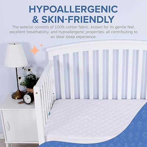 Miniatura 5 de Continental Bedding Protector de colchón ajustable impermeable de alta calidad para cuna y niños pequeños, transpirable, resistente a las manchas,