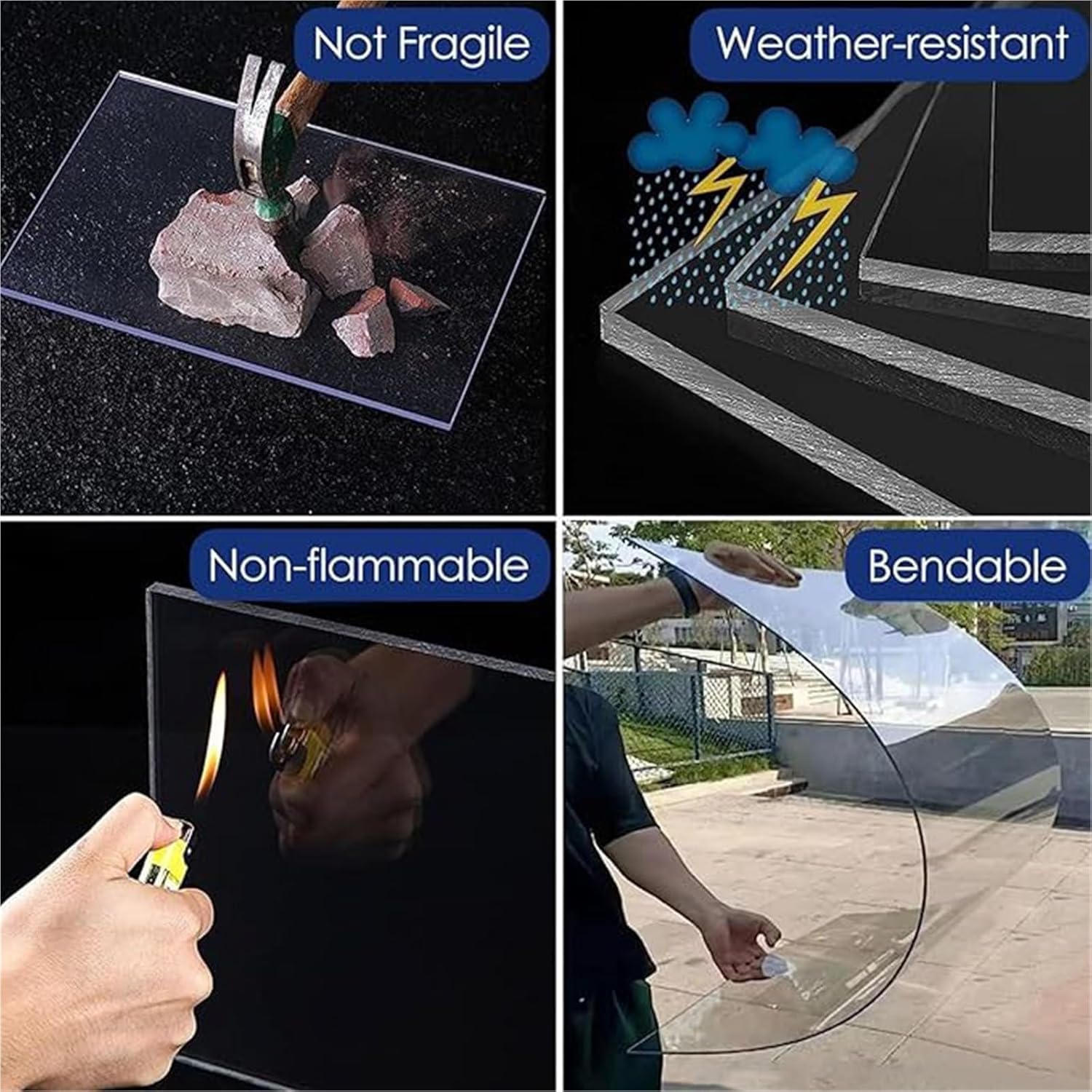 4-26ft Strong Impact PC Endurance Board, Easy to Bendable Roofing Sheets, Clear Acrylic, Polycarbonate Greenhouse Cover, for Carports, Pergola, Sunrooms and Enclosu, 1.2mm(1.2x7m/3.9 * 23ft)