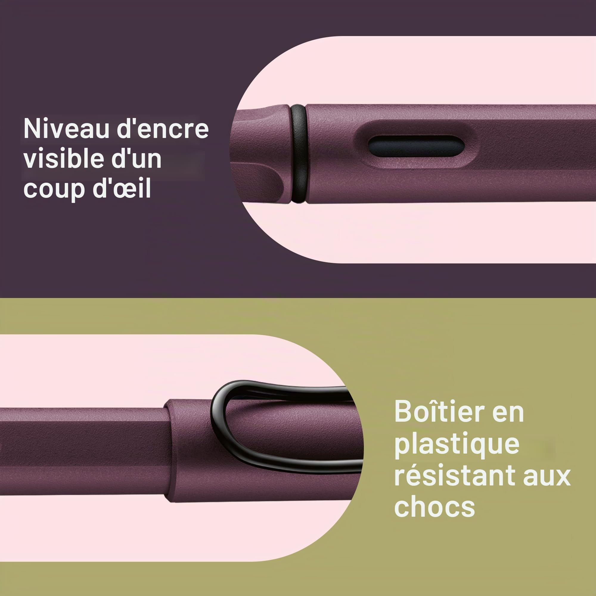 Lamy safari scarlet - Stylo roller avec grip ergonomique et largeur de trait M - pour une écriture longue et agréable - en plastique robuste ASA - avec recharge roller M 63 en noir