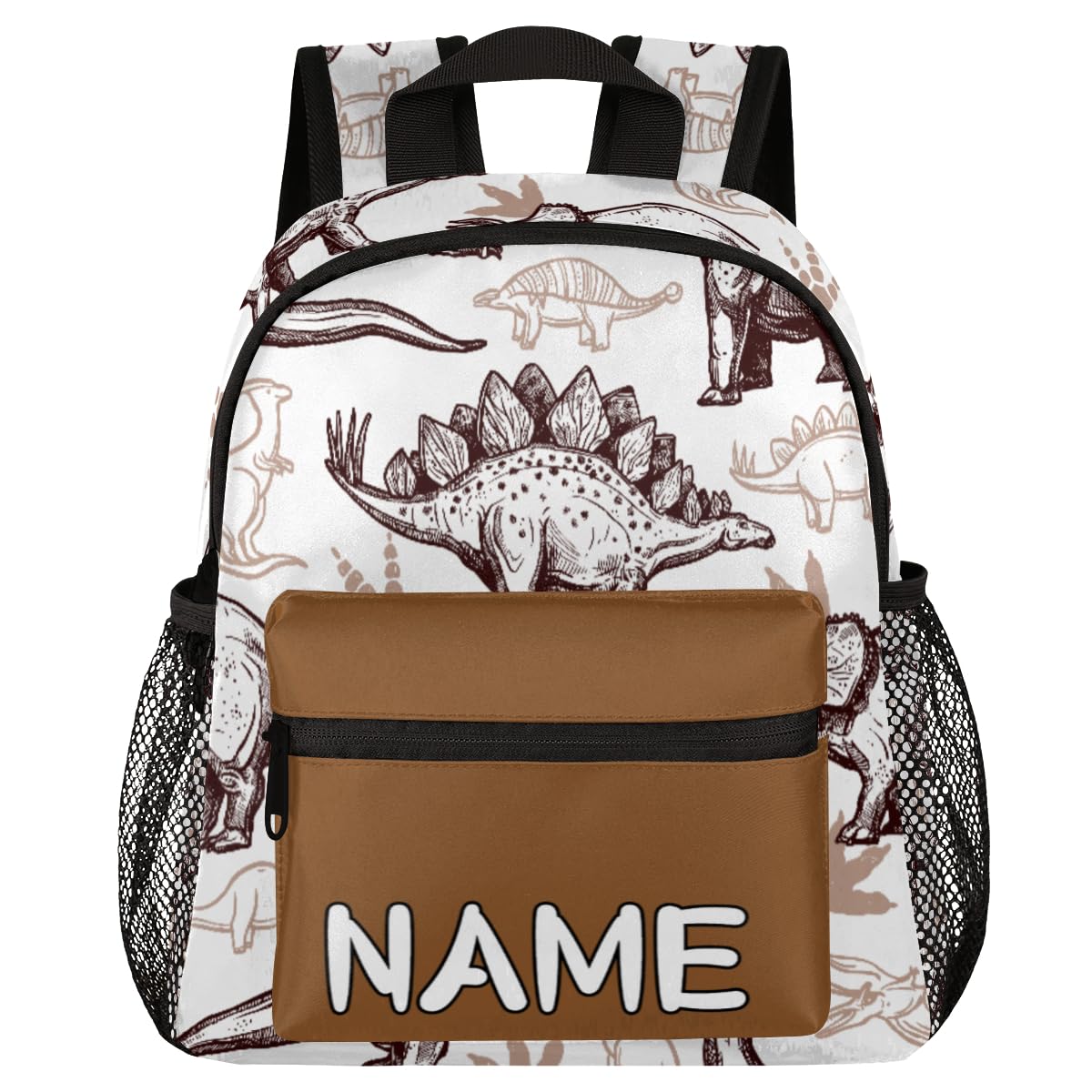 Pardick Personalized Kids Backpack School Bag for Boys, Retro Dinosaur Custom Toddler Bookbag with Name, Mini Backpack for School & Travel