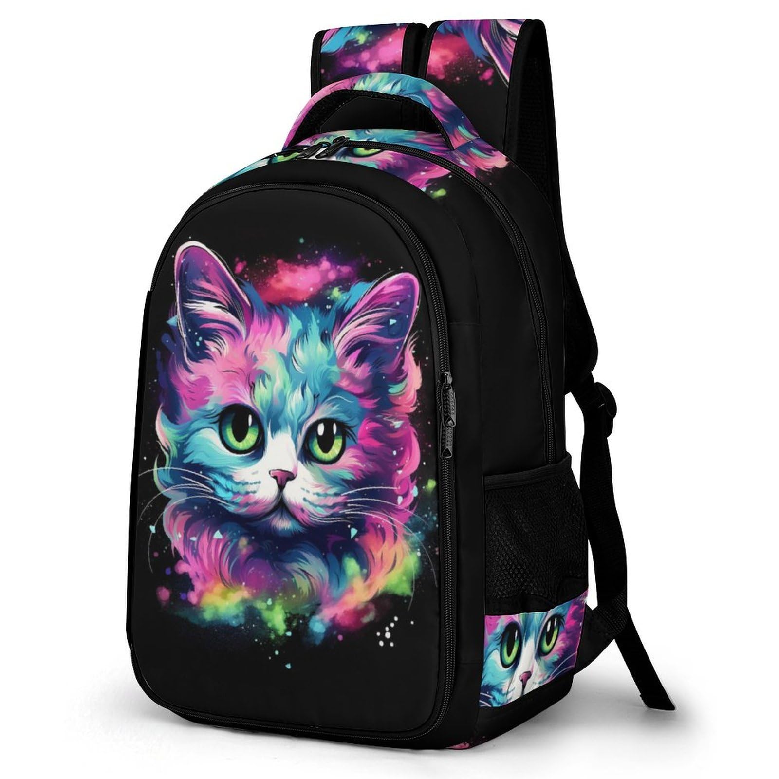 Gato Colorido Mochila Para El Colegio Estudiantes Infantil Mochila Escolar Personalizada Para Estudiantes De Secundaria, Impermeable Y Resistente Al Desgaste.