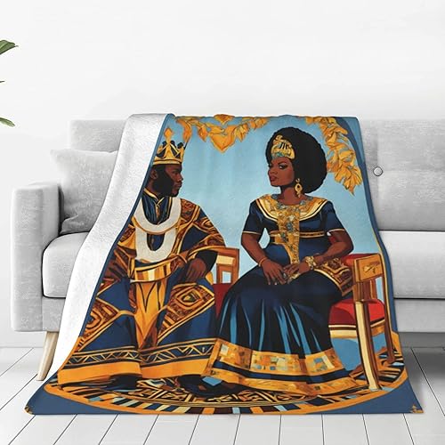 Miniatura 2 de Manta de forro polar para amantes del rey y la reina afroamericana, ultra suave, acogedora, decorativa, estilo bohemio, manta de franela para todas