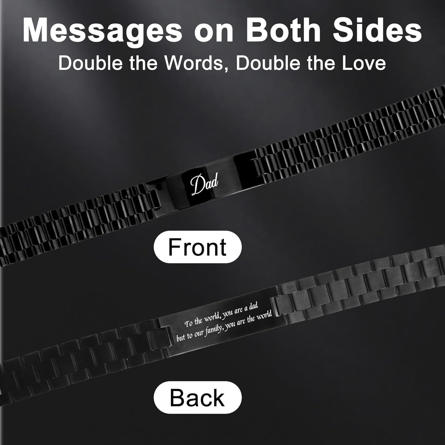 Dad Gifts for Best Dad Ever Christmas Xmas Valentines Gifts from Daughter Son Daddy Stocking Stuffers Birthday Fathers Day Presents Ideas for Papa Easter Stainless Steel Link Bracelet 1pcs - Image 3