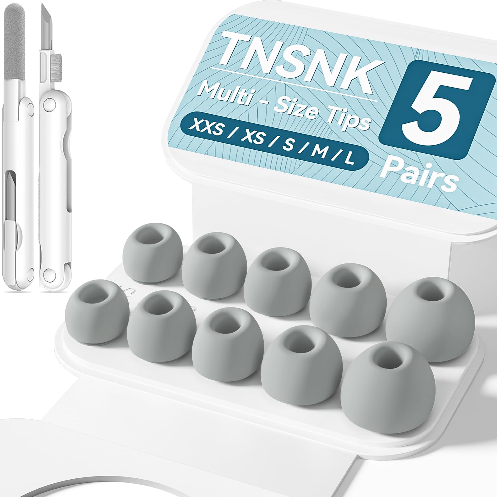 5 Pairs Replacement Ear Tips for AirPods Pro 3(Grey)