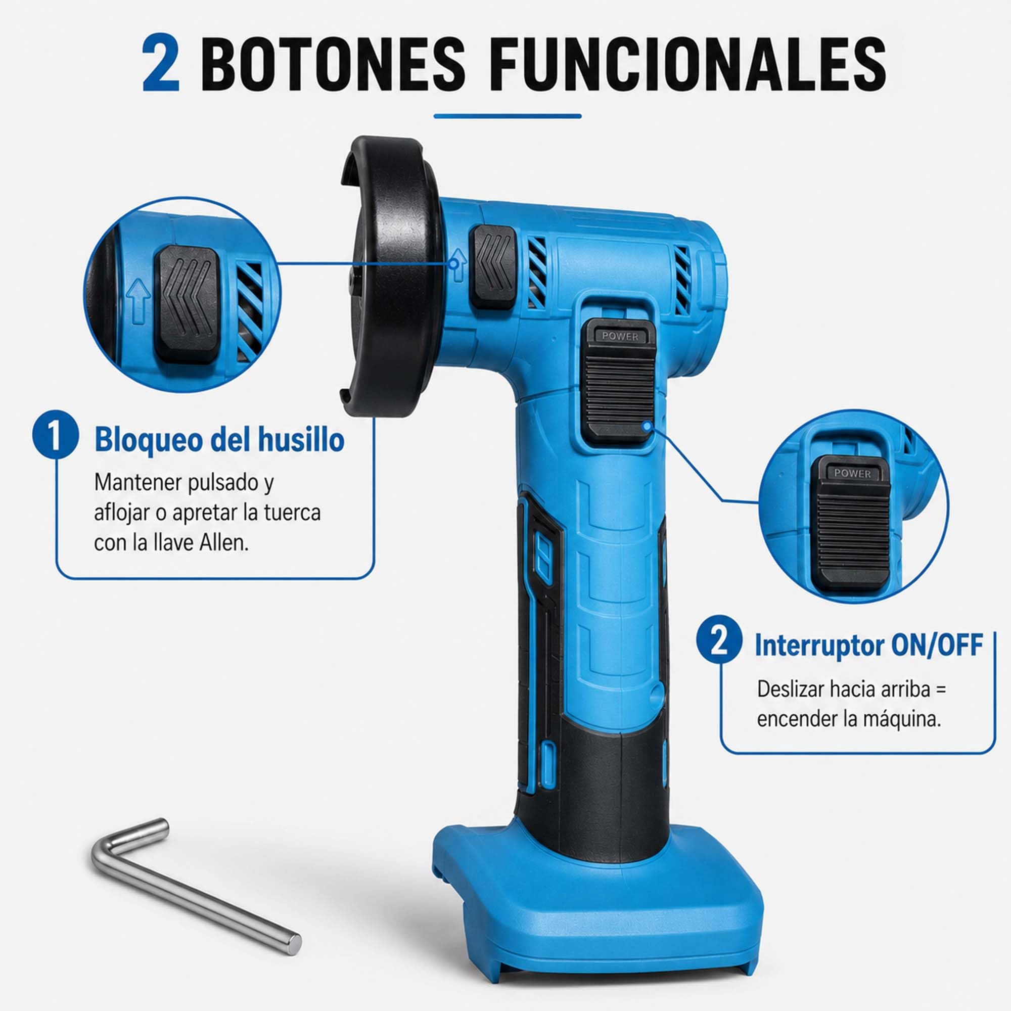 Mini amoladora 21V Max, 76 mm, sin escobillas, 2 baterías, 19.000 rpm | 8 discos para metal, azulejos, madera, plástico y PVC, ideales para cortar, lijar y trabajar distintas superficies.