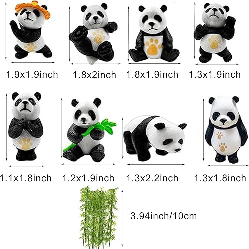 Miniatura 3 de Pinenjoy 8 figuras de panda en miniatura con 10 piezas de resina de bambú mini animales decoración de paisaje para bricolaje jardín de hadas, casa