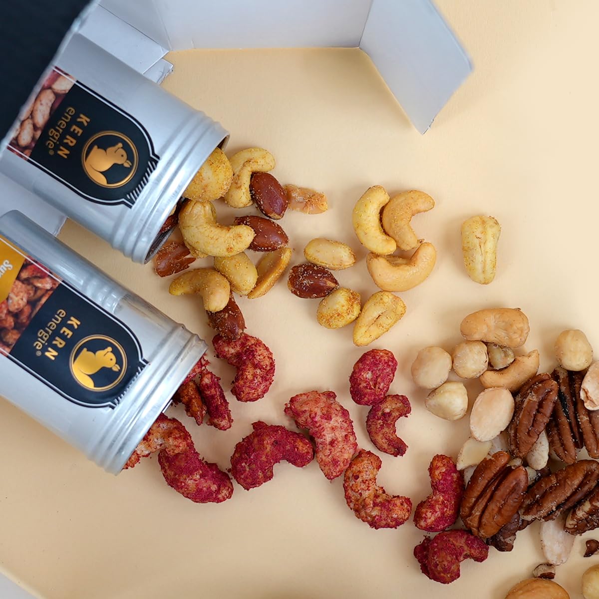 KERNenergie Probier-Set: Nuss-Mischung - Manufaktur - Nüsse, Schoko-Nüsse und getrocknete Früchte in einer Geschenk-Box - Edle Geschenk-Idee - 460g