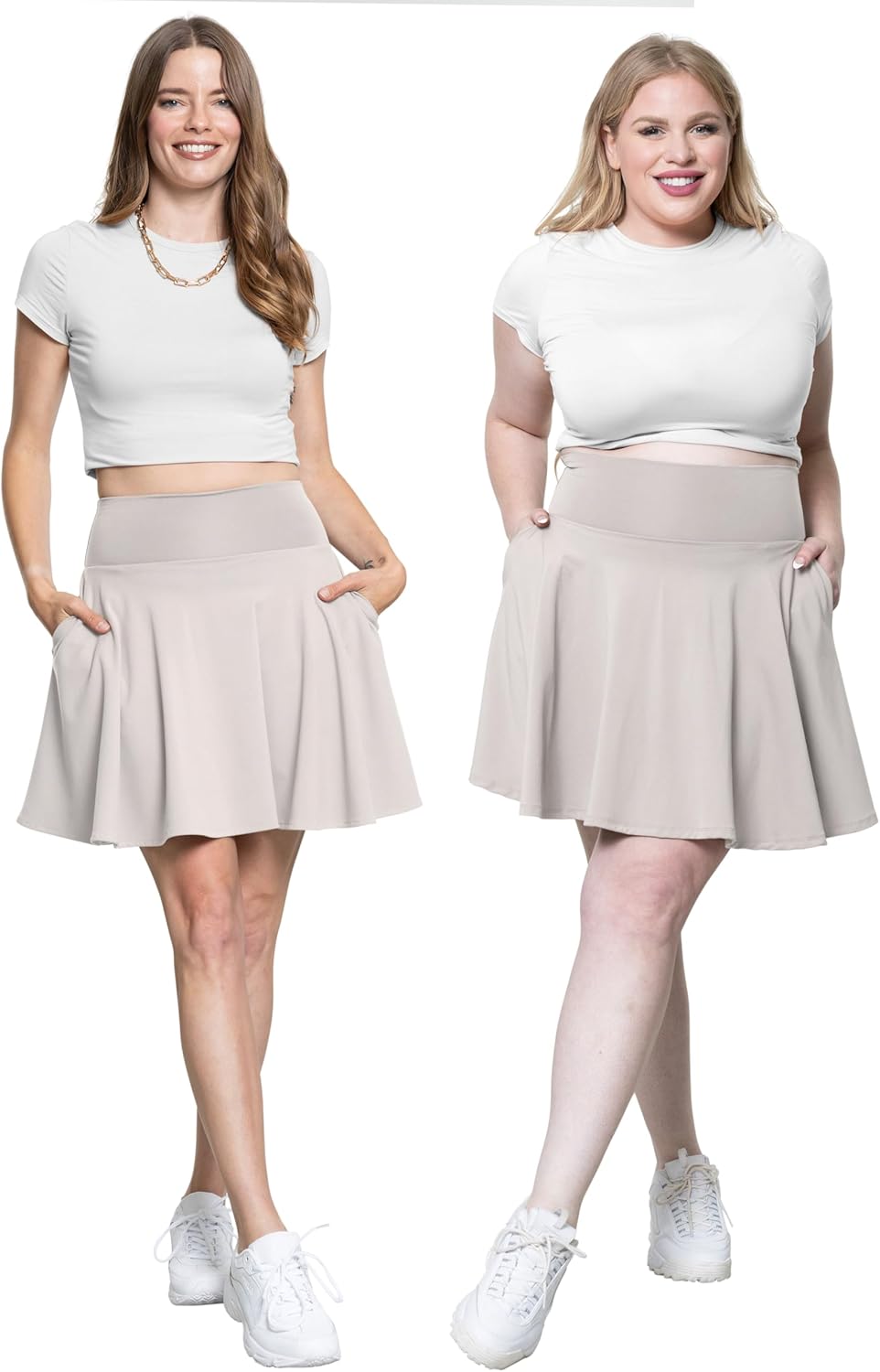 STRETCH IS COMFORT Women’s and Plus Ultra Flex High Waist Tennis Skirt with Pockets and Built in Shorts | XS-5XL