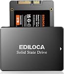EDILOCA ES106 128GB SSD SATA III 2.5" 3D TLC NAND Disque dur interne Flash, jusqu'à 500MB/s Lire, mettre à jour PC ou Mémoire et stockage d'ordinateurs portables (Noir)