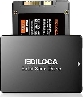 Ediloca ES106 3D NAND TLC Internal Hard Drive 1TB 2.5" SATA III SSD Read up to 550MB/s Memory and Storage for PC or Laptop (Black)