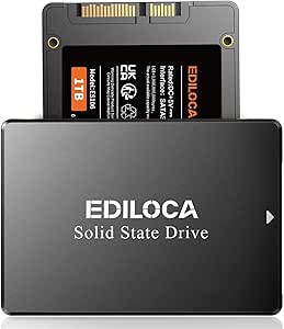 ES106 SSD 1to Disque Dur Interne SATA III 2,5" 3D Nand, Jusqu'à 550 Mo/S en Lecture, Mise à Niveau de MéMoire Et de Stockage pour PC ou Ordinateur Portable