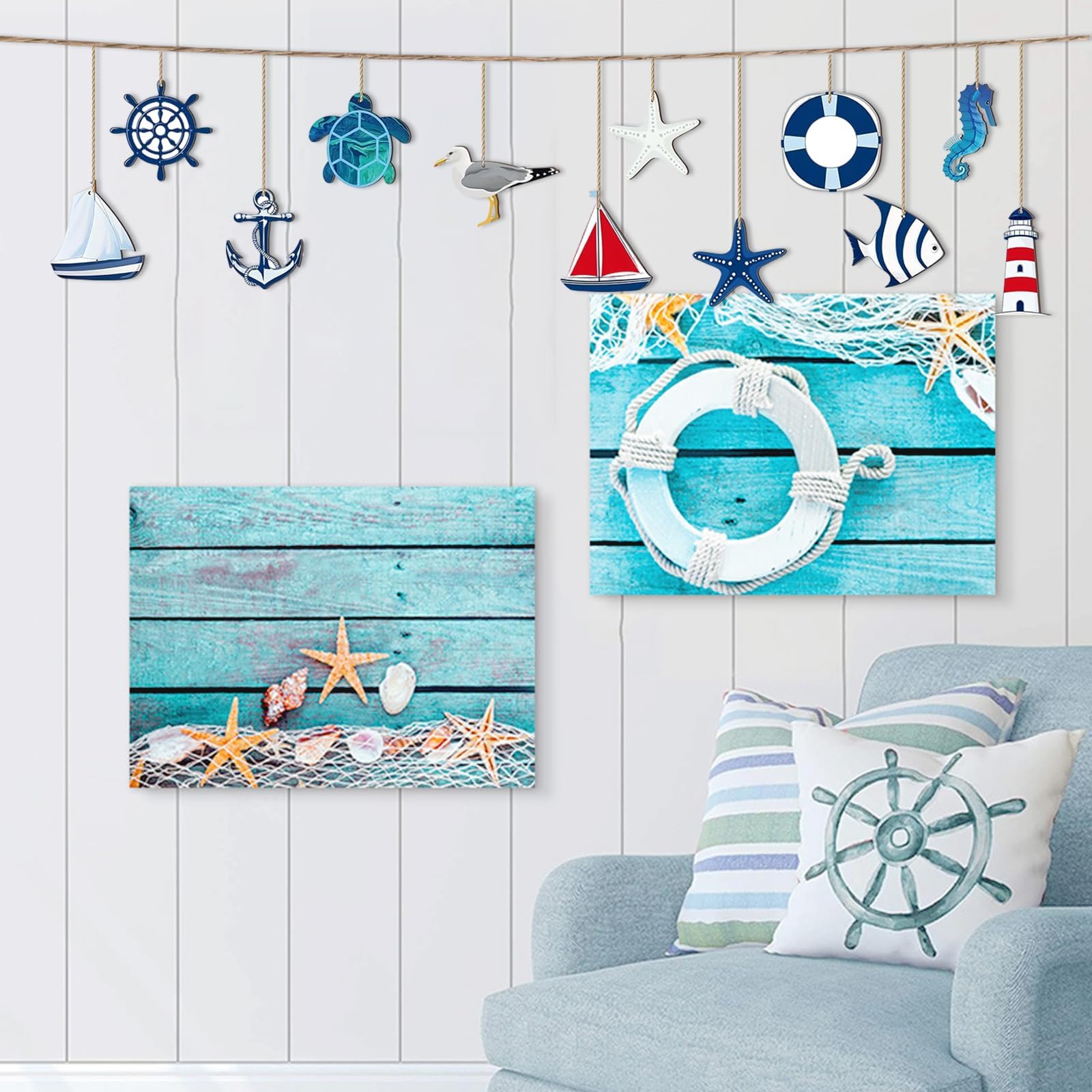 Ancore da spargere, set di 6: piccole ancore in legno, decorazioni marine, decorazione tavolo piatta, decorazione bagno marittima, decorazione interni, estate, spiaggia e mare, con adesivo, 6 cm