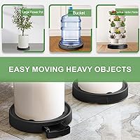 Vista 5 de Plant Caddy with Hidden Wheels, 13Inch Planter Roller Base with Drainage Tray, 360°Rolling Heavy Duty Plant Trolley with 4 Invisible Casters, Black