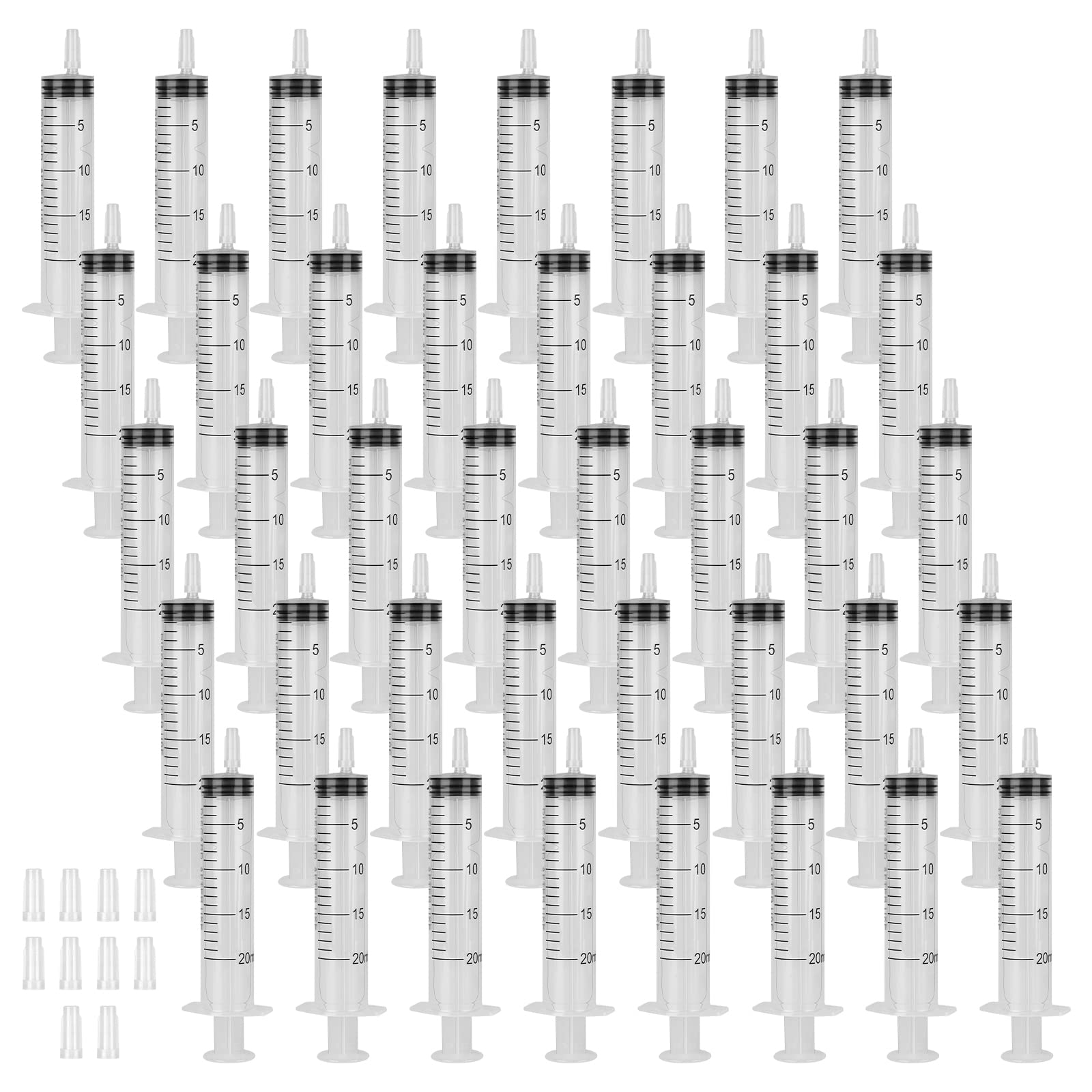 40 Pezzi Siringhe 20 ml, Siringhe Dosatrici con Tappo, Siringhe Senza Ago, Siringa per Mangimi, Siringa per l'Irrigazione Delle Piante Laboratorio Scientifico, Pacchetto Individuale