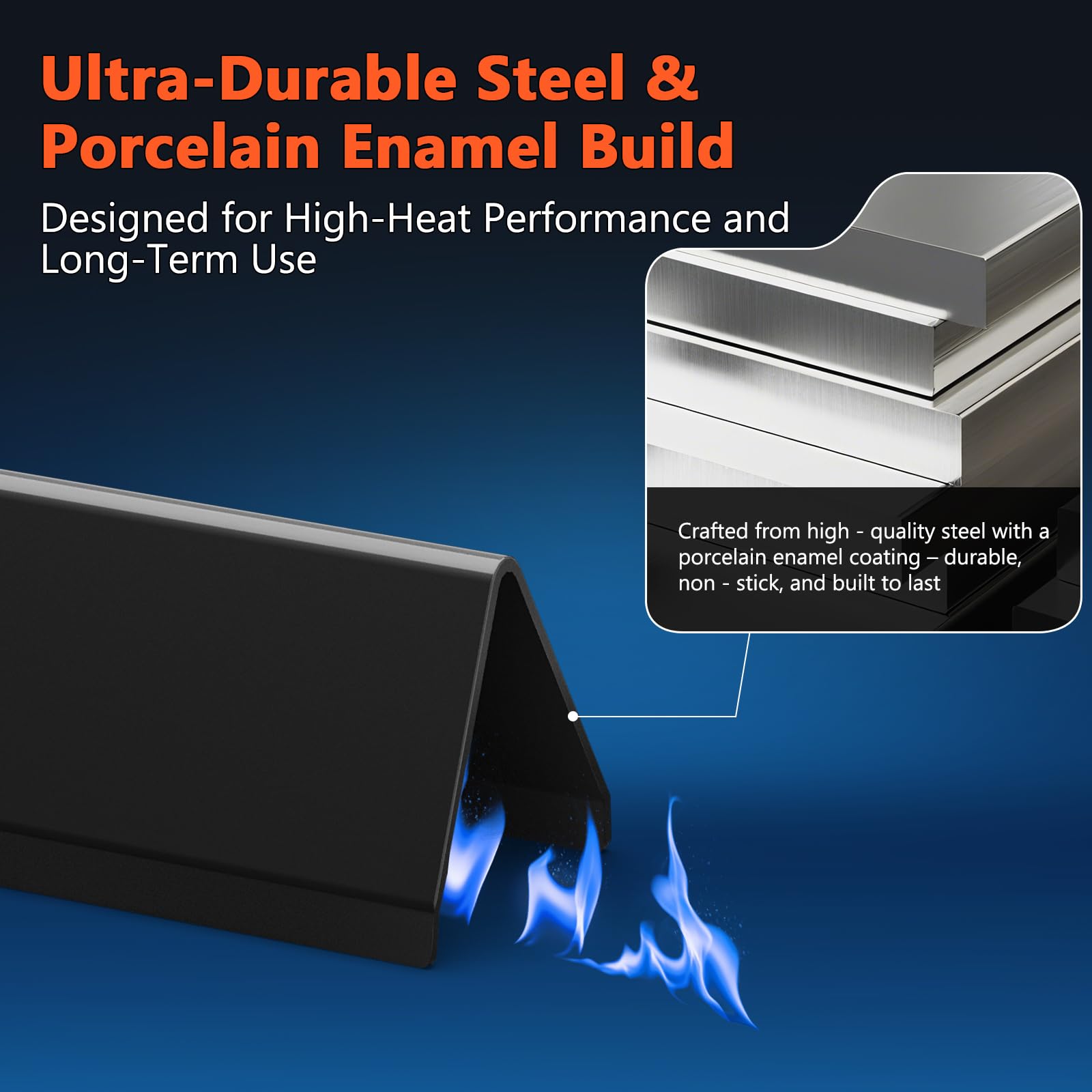 QuliMetal Barras aromatizantes de 15.3 pulgadas para parrillas Weber Spirit E-210, Spirit 200, GS4 Spirit II 200, Spirit II E-210 Series con control frontal, reemplazos esmaltados de porcelana para