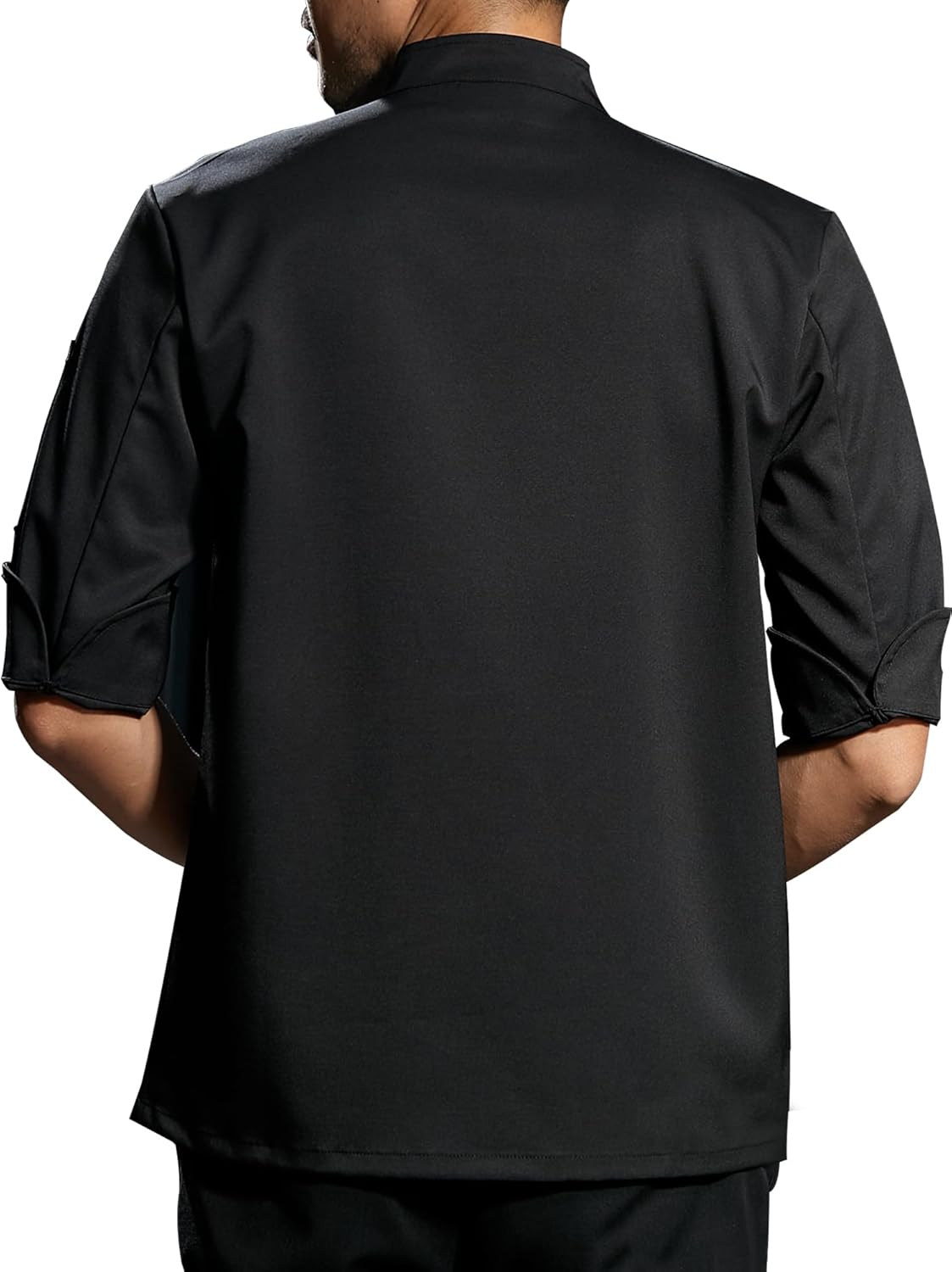 KITCHIEF Chef Coat Stretch Lightweight Chef Jacket Soft Black Chef Coat Men Half Sleeve Chef Uniform for Kitchen,Restaurant - Image 5