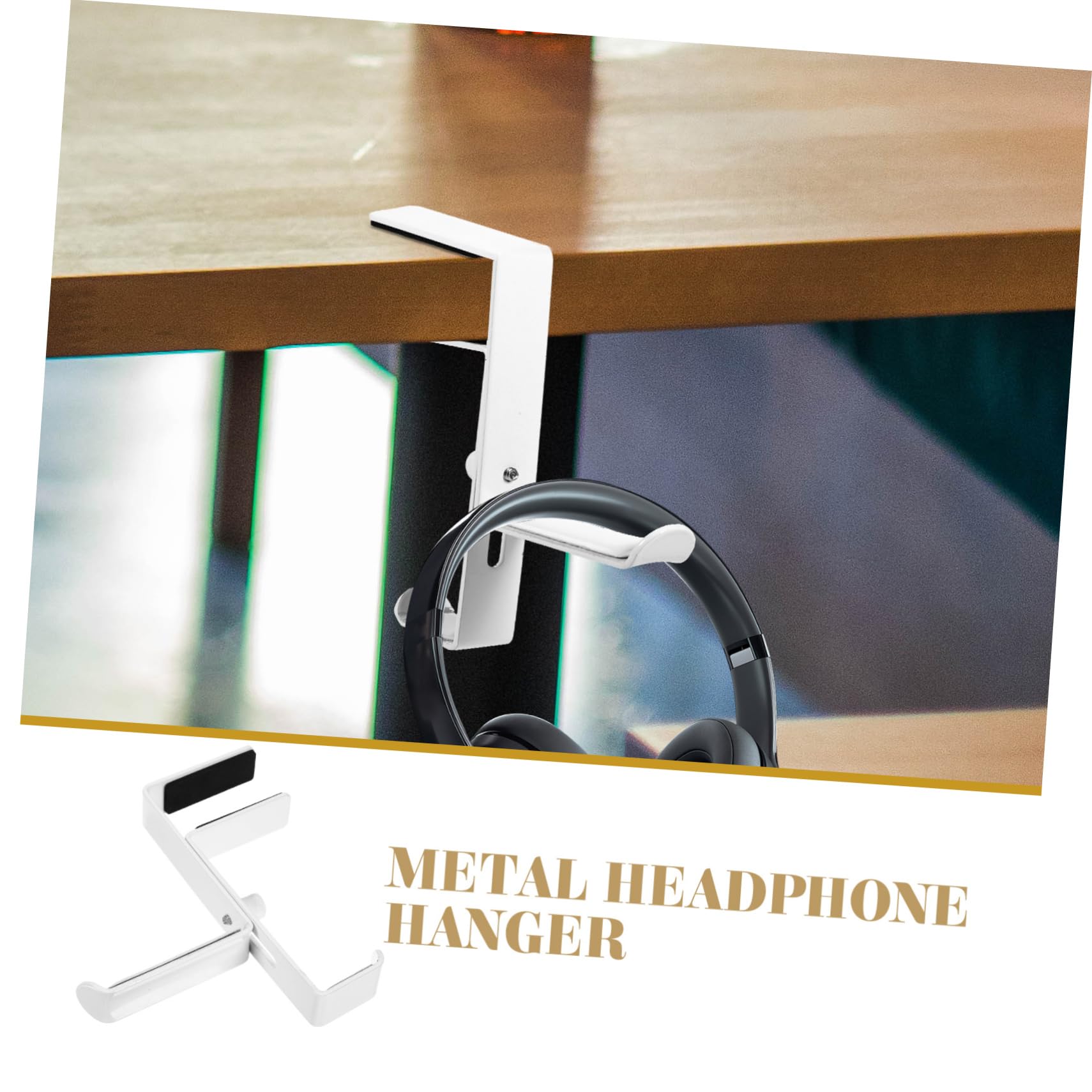 Artibetter 3piezas Soporte Para Auriculares Ajustable Gancho Bajo Escritorio Instalación Sin Perforación Soporte De Metal Para Gaming Protección De Pu Diseño Curvado y Elevado