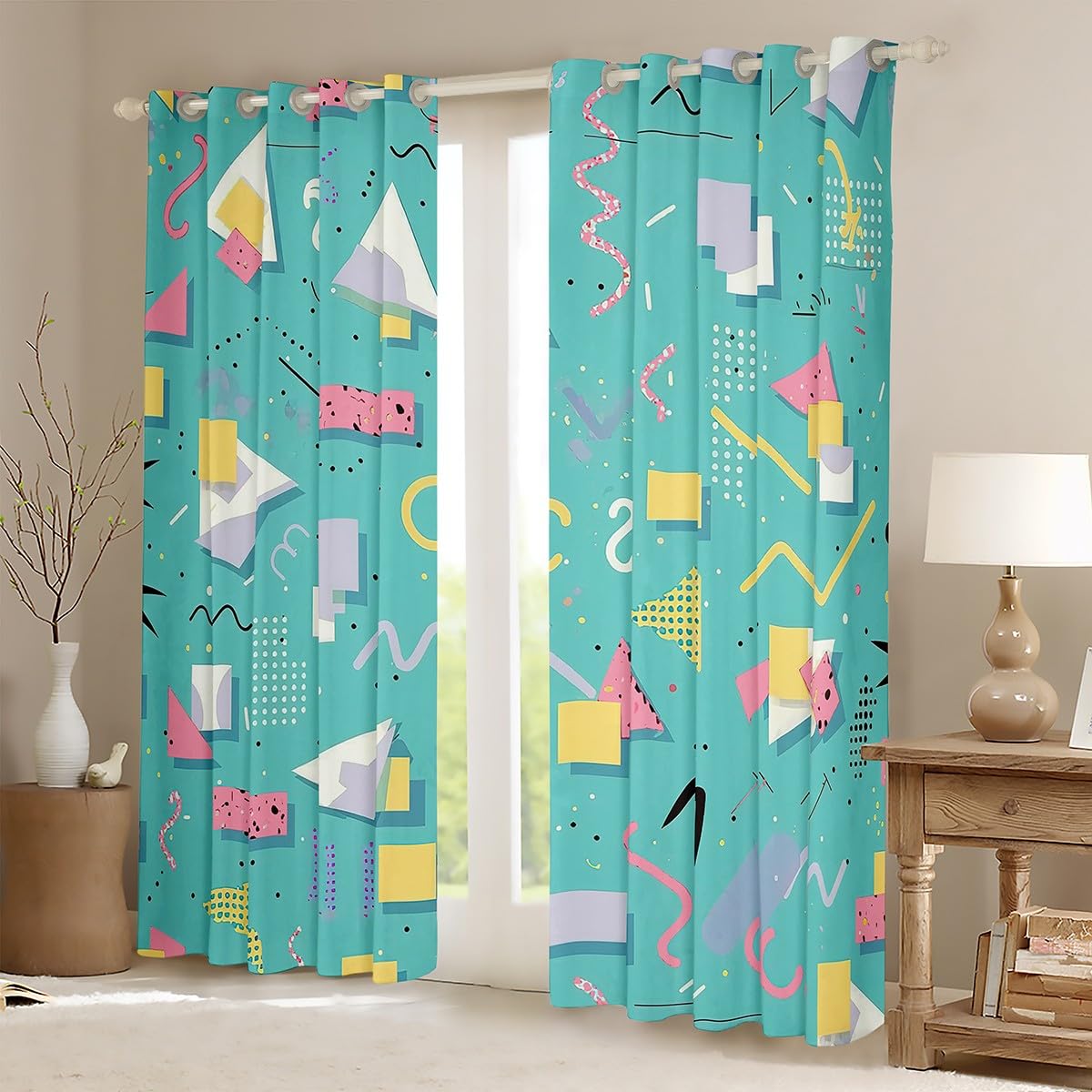 Amazon｜80年代90年代ファッションスタイルカーテン 84インチ x 63