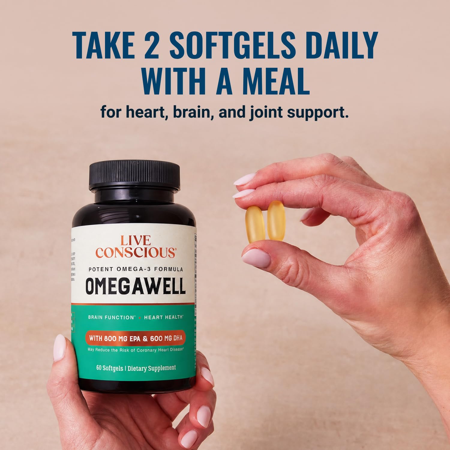 Live Conscious OmegaWell Omega 3 Fish Oil - 2000mg Capsules: Heart, Brain, & Joint Support - 800 mg EPA 600 mg DHA - Sustainably Sourced - Softgels - 30 Day Supply — Amazon image 7