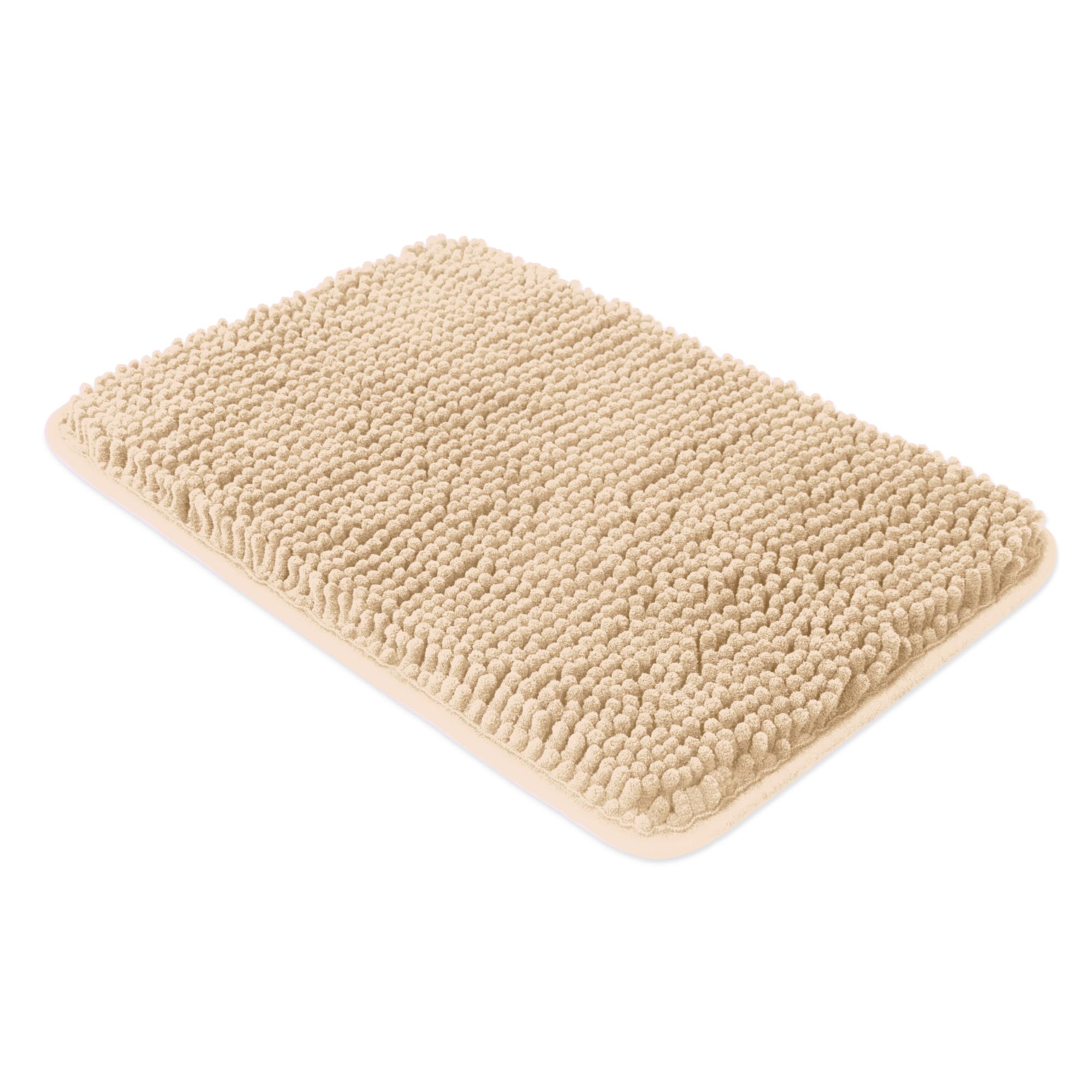 Yeaban Small Bathroom Rugs 12"x18" – Thick Chenille Bath Mats | Absorbent and Washable Bath Rug Non-Slip, Plush and Soft Rugs for Bathroom, Shower, Sink(Ivory Cream) — image 1