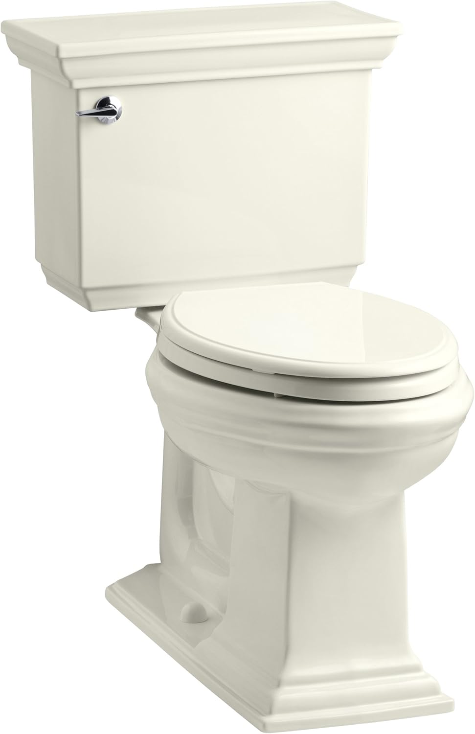 KOHLER K-3817-96 Memoirs Stately Comfort Height Two-Piece Elongated 1.28 GPF Toilet with AquaPiston Flush Technology and Left-Hand Trip Lever, Biscuit KOHLER K-3817-96 Memoirs Stately Comfort Height Two-Piece Elongated 1.28 GPF Toilet with AquaPiston Flush Technology and Left-Hand Trip Lever, Biscuit