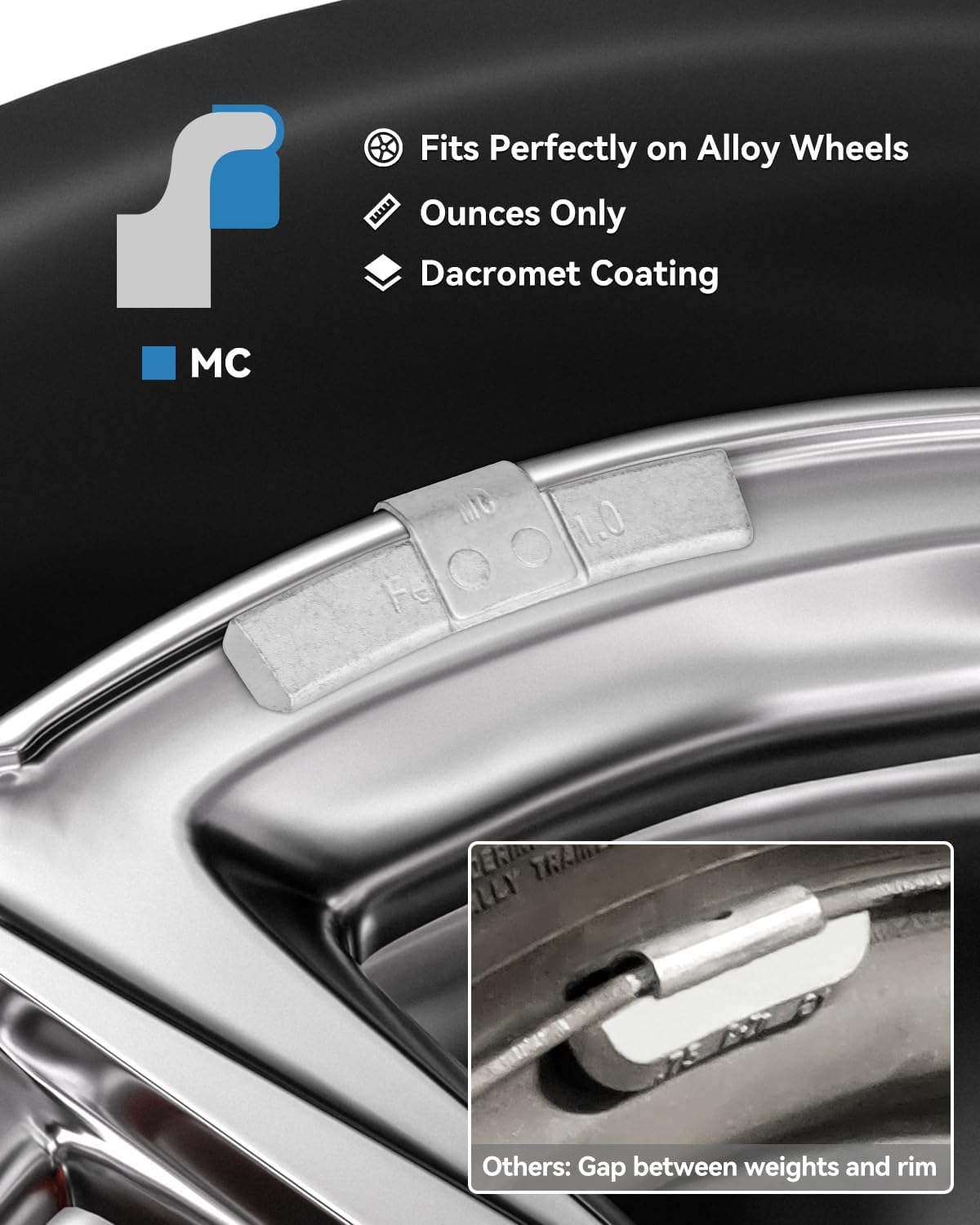 MC-Series Clip on Wheel Weights Assortment, 0.25OZ/0.5OZ/0.75OZ/1.0OZ, 15PCS/Style, 1.25OZ/1.5OZ/2OZ/2.5OZ, 5PCS/Style, Total 80Pcs