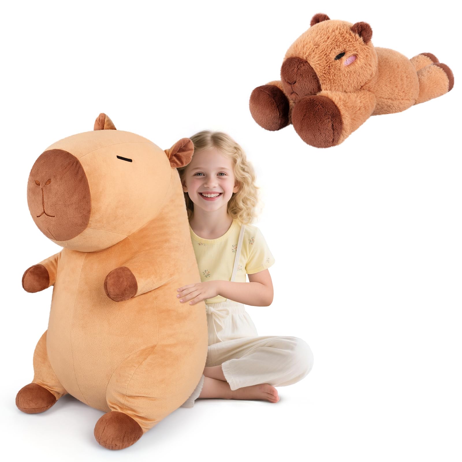 Giant Capybara Plush 30 Jumbo Soft Capybara Stuffed Animal Giant Plush Toys Hugging Pillow and 10 Heatable Coolable