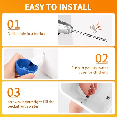 Miniatura 7 de Paquete de 12 tazas de agua para pollo, cuenco alimentador automático de llenado, sistema de riego por gravedad para aves de corral, dispensador de