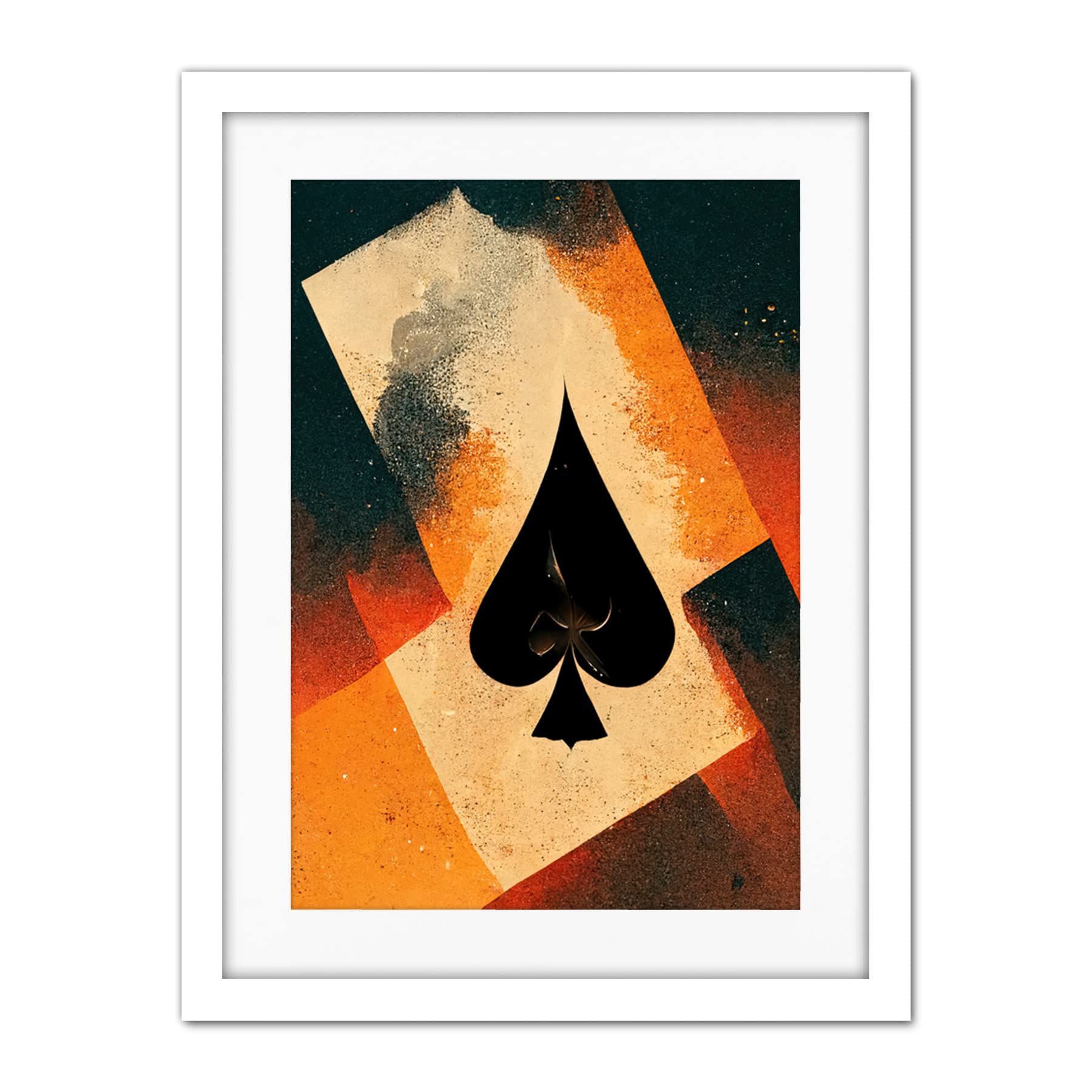 Doppelganger33 LTD Ace Of Spades Card Casino Poker Abstract Artwork Framed Wall Art Print 18X24 Inch
