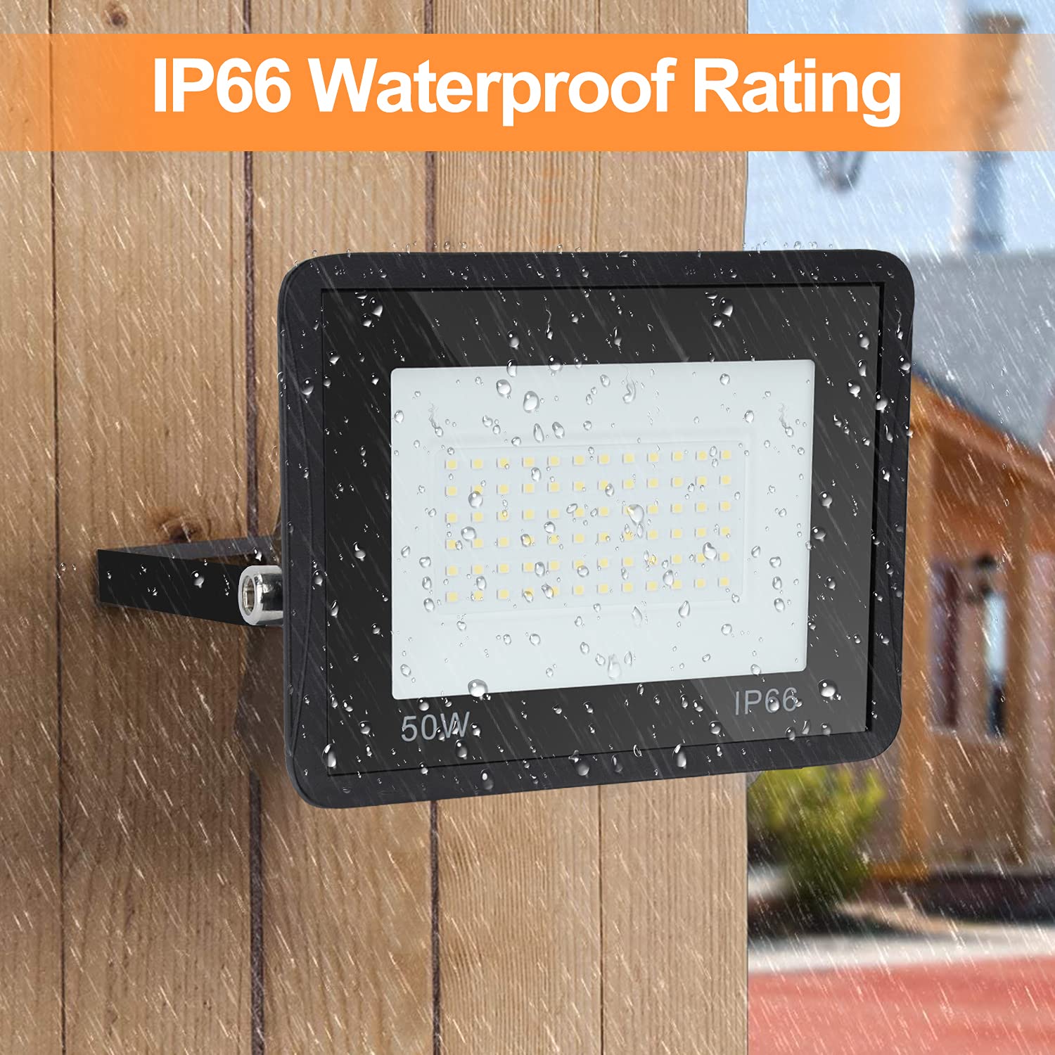 Focos LED 50W para exteriores, 4250lm, Proyectores LED, ángulo de haz de 120°, IP66, resistente al agua, 3000 K blanco cálido, iluminación de seguridad para terraza, campo deportivo, 10 piezas