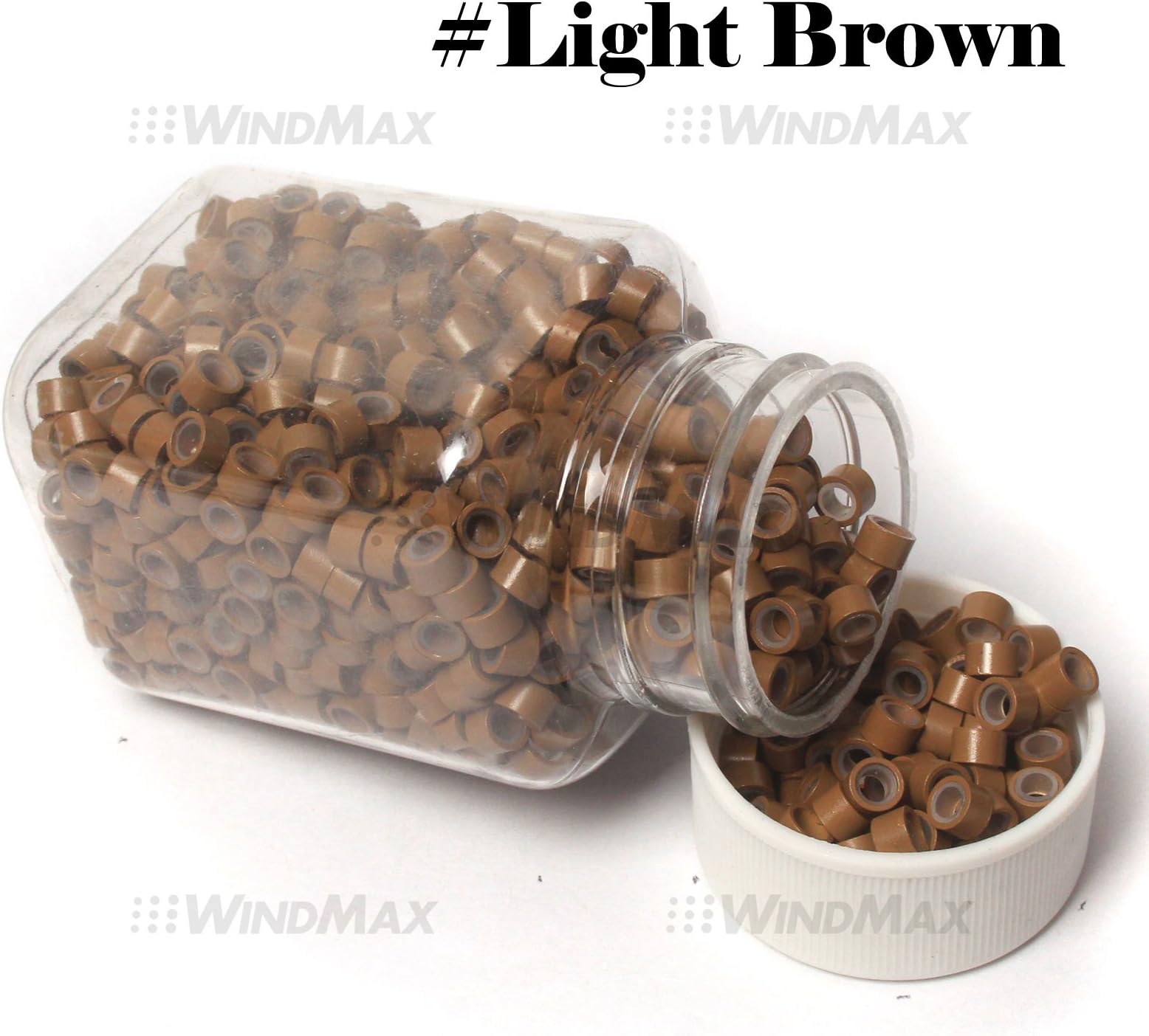 WindMax (R) US Seller 1000 PCS Silicone Micro Rings Beads Loop For Human Feather Hair Extension Tip (Light Brown)