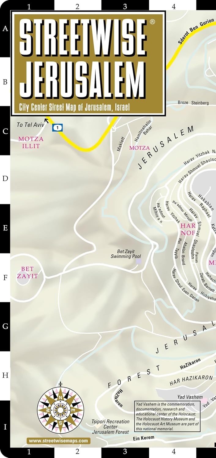 Streetwise Jerusalem Map - Laminated City Center Street Map of Jerusalem, Israel (Michelin Streetwise Maps)