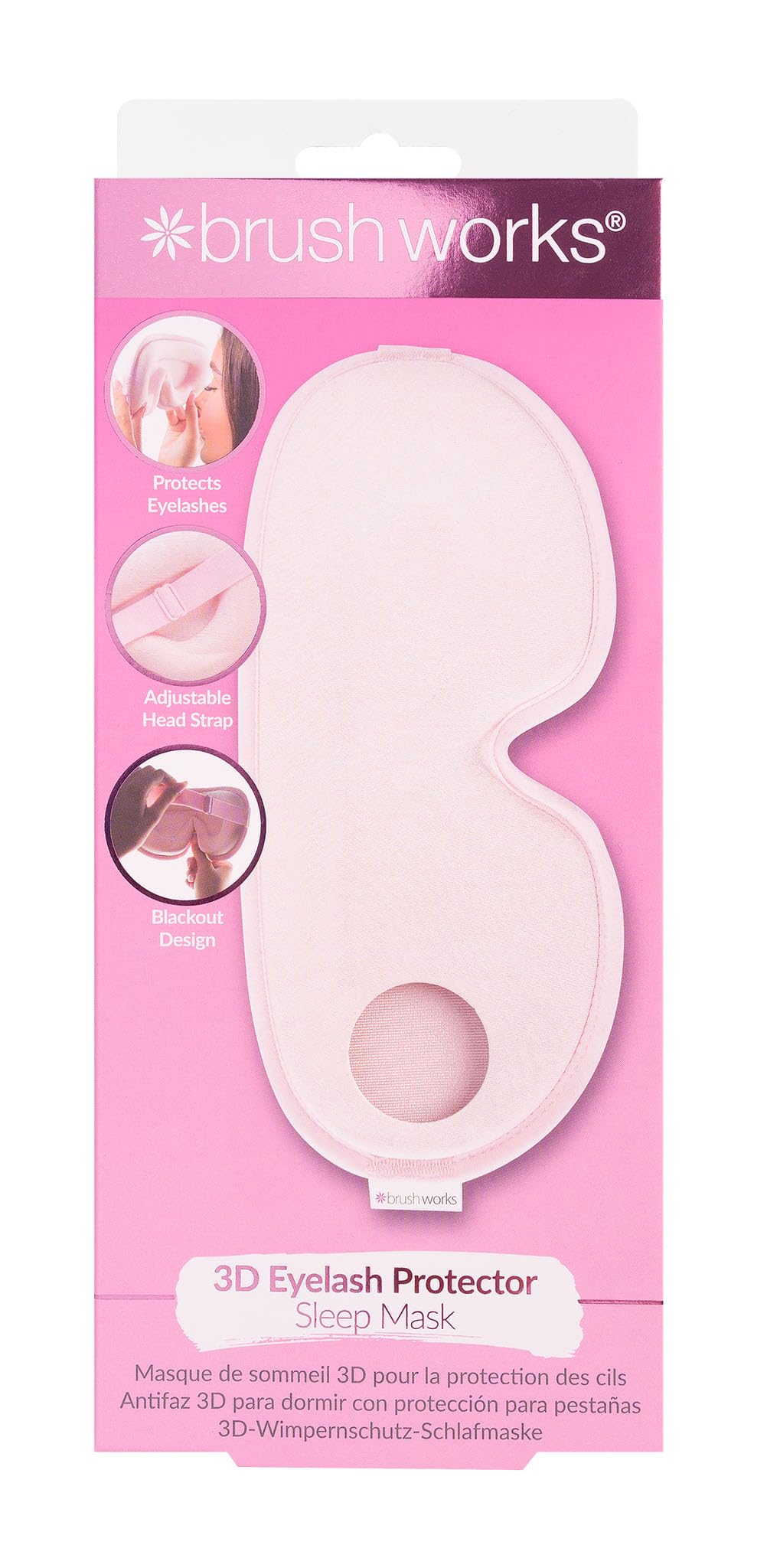 Brushworks 3D Eyelash Protector Sleep Mask – Pressure-Free Eye Mask for Lash Extensions, Full Blackout, Adjustable Strap, Travel-Friendly, Soft & Comfortable Nighttime Mask for Restful Sleep