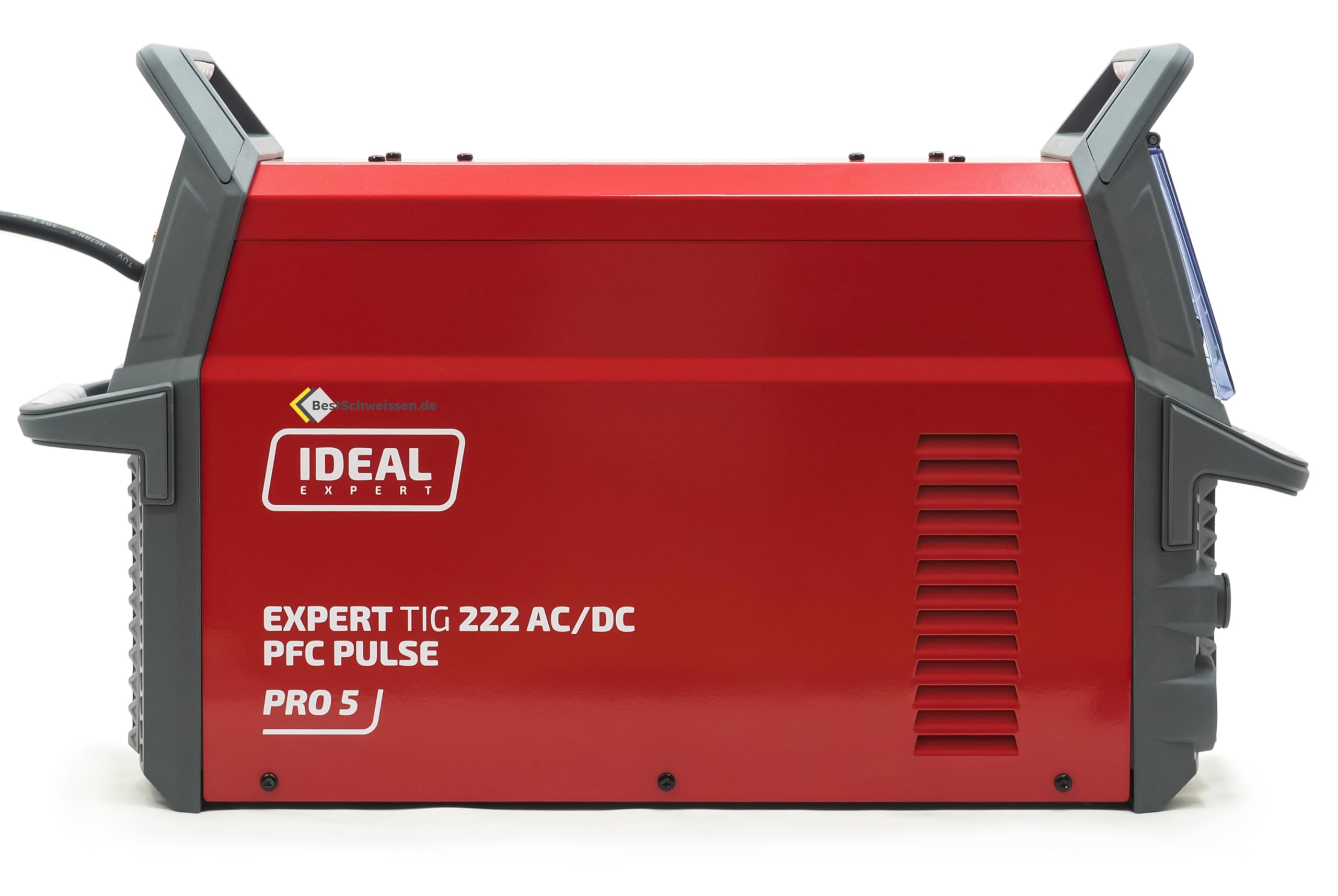 IDEAL Expert TIG 222 AC/DC WIG - Equipo de soldadura XXL (incluye casco automático A20, kit de lentes de gas, soporte magnético, botella de argón y accesorios, inversor de aluminio de 200 A, PFC