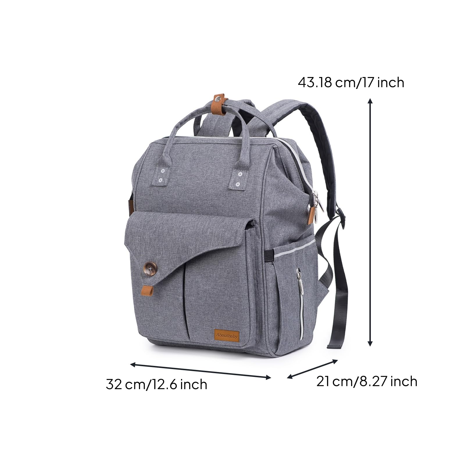 Zaino Fasciatoio Borsa Pannolini Zaino Neonato Zaino Maternità Borsa Cambio Impermeabile con Scomparti Dedicati Anteriore E Tasca Laterale Adatto a Nido Auto Passeggiate, Array, Grigio