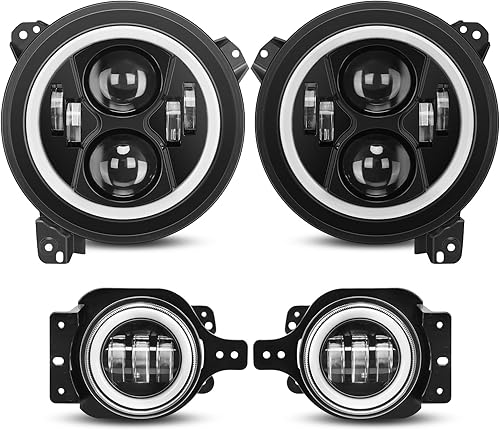 Miniatura 9 de SUPAREE Faros delanteros LED de 7 pulgadas y luces antiniebla de 4 pulgadas con señal de giro DRL y haz Hi/Lo, compatibles con Jeep Wrangler JK LJ