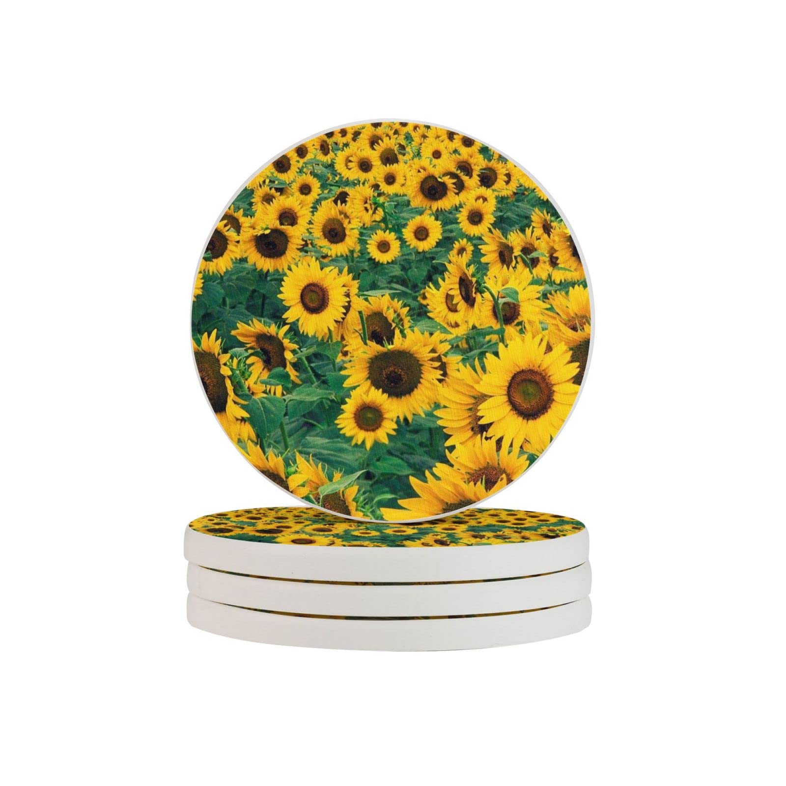 Sunflower Six Piece Drink Coaster for Tabletop Protection Place Mats for Home Decor