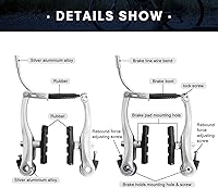 Vista 3 de Juego de frenos de bicicleta tipo V delanteros y traseros para bicicleta, palanca de freno MTB, kit de cables interiores y exteriores con llaves