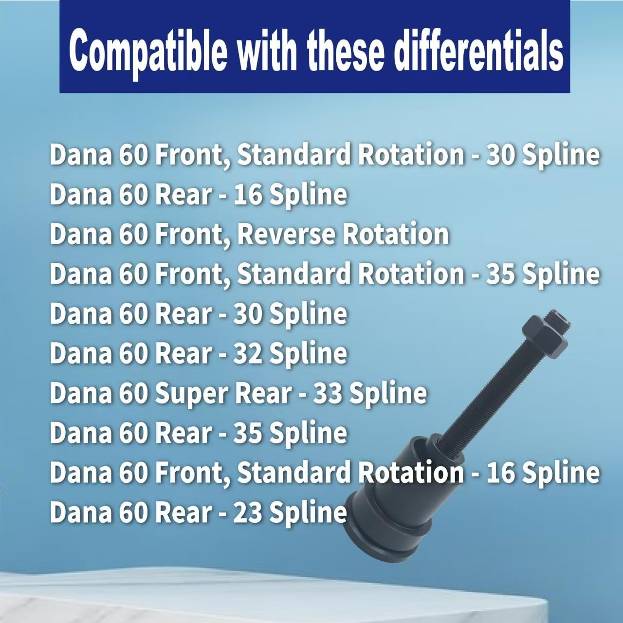 Inner Axle Side Seal Installation Tool for Dana 30/44/60 Axles, Front Differentials, with Thrust Bearing