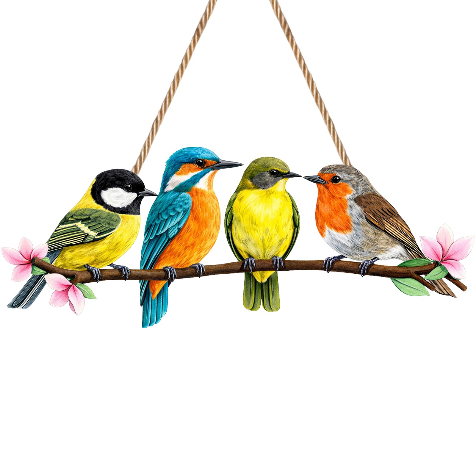 Robin Sun Catcher with Chain, Acrylic Hanging Garden Ornaments with Stained Glass Style, Colorful Suncatchers for Windows & Garden, Exquisite Robin Gifts for Gardening Enthusiasts & Bird Lovers