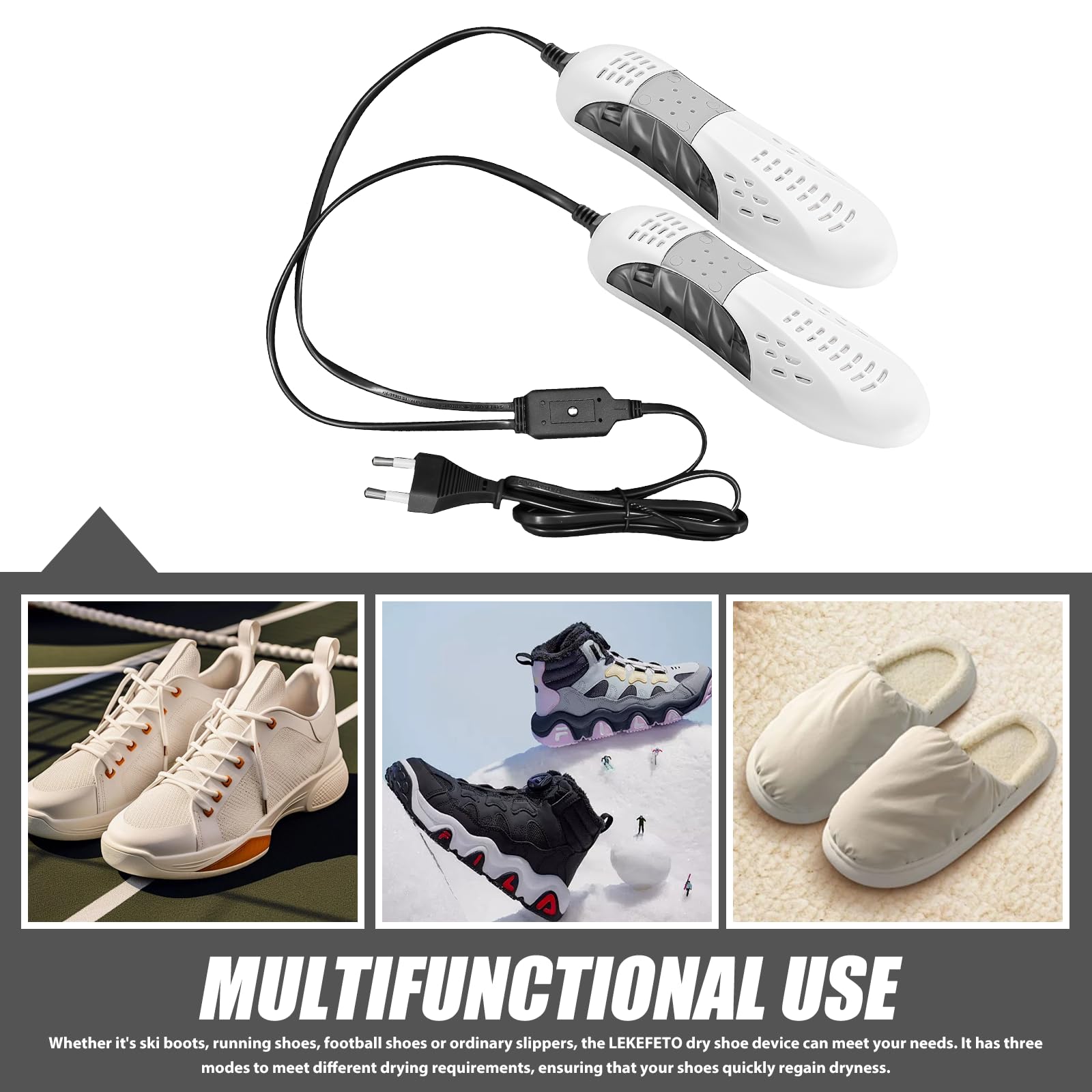 2 Stück Elektrischer Schuhtrockner, Tragbarer 360° Schuhwärmer mit Antibakterieller Wirkung, Schuhtrockner für Socken, Handschuhe, Skischuhe & mehr