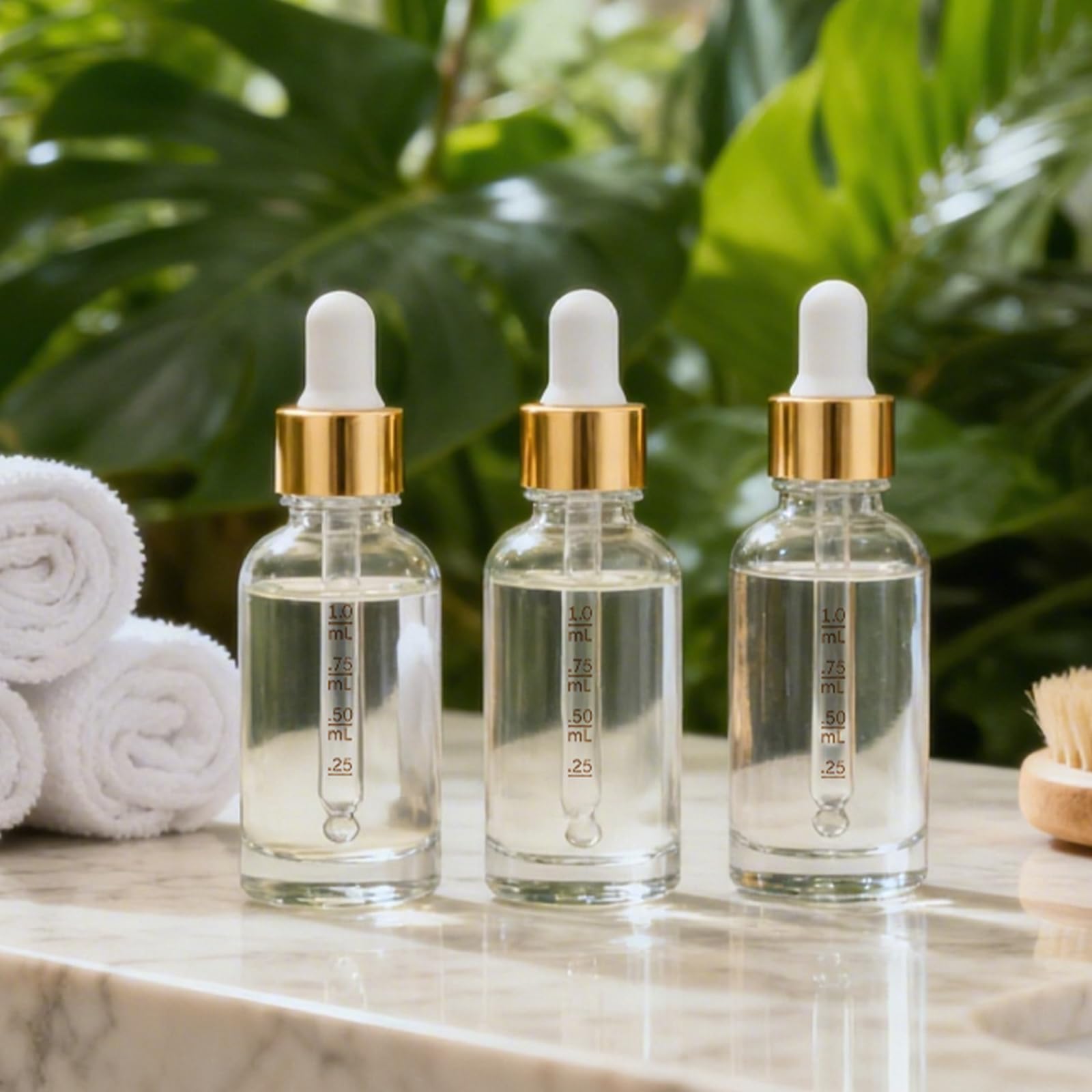 Pipettenflasche, 57 ml, Bumobum Klarglas für Augentropfen mit goldenem Deckel für ätherische Öle, 99 Stück Tinkturflasche mit Etiketten und Trichter