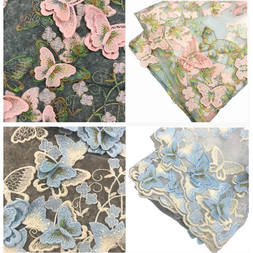 75 cm x 3 jardy, haftowany motyl, koronka, materiał dekoracyjny, tiul, materiał do szycia, koronka, tiul z motylem 3D, na sukienkę, kostium, welon, biały