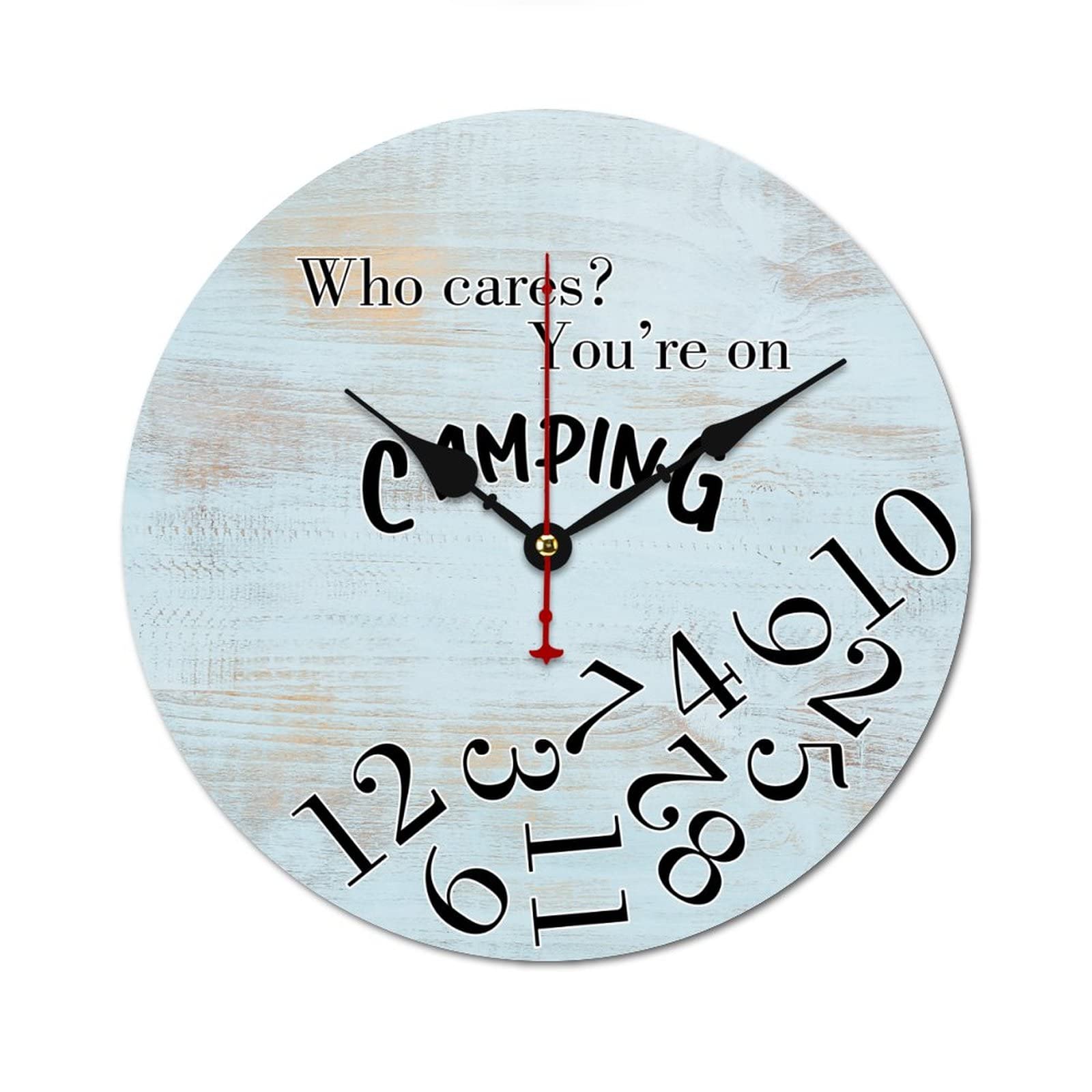 Horloge murale en bois pour camping - Pendule silencieuse 38 cm