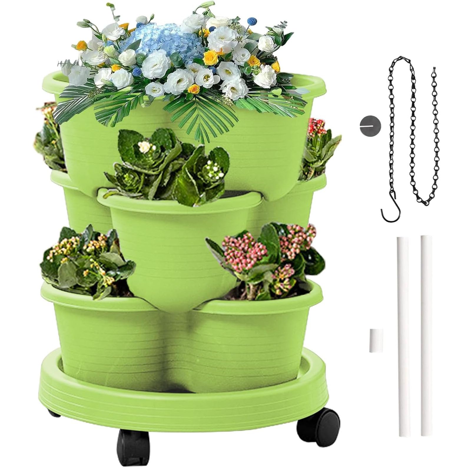 Pots de fleurs empilables en terre cuite (lot de 3) pour herbes et jardin vertical
