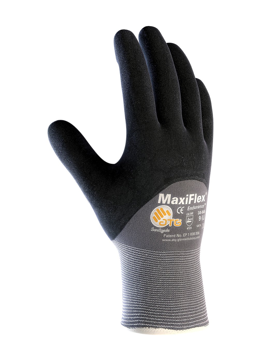 PIP X-Large MaxiFlex Endurance by ATG Black Nitrile Palm, Finger And Knuckles Coated Work Gloves With Nylon And Lycra Liner And Continuous Knit Wrist