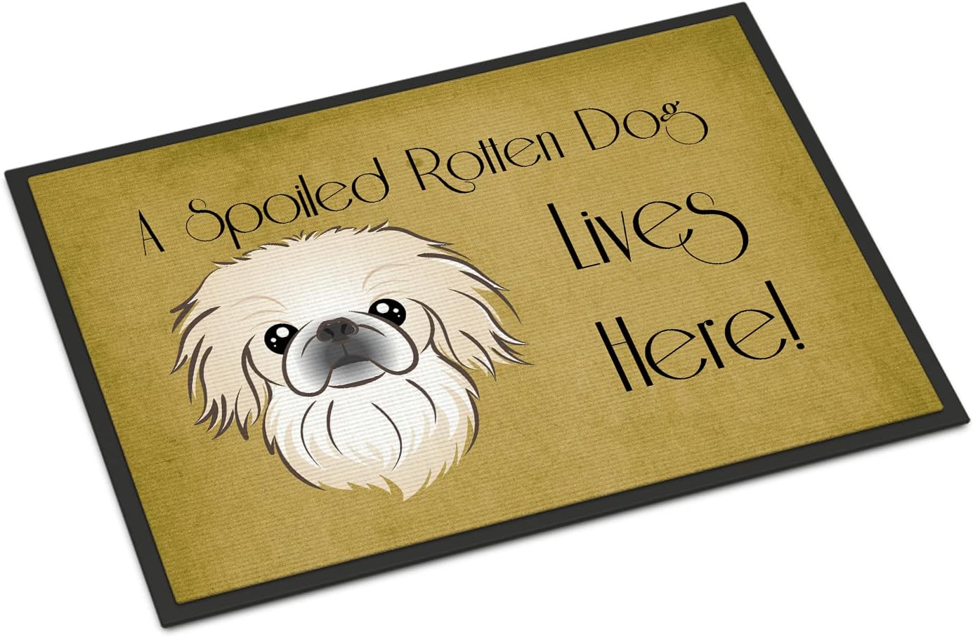 Caroline's Treasures BB1469JMAT Pekingese Spoiled Dog Lives Here Doormat 24x36 Front Door Mat Indoor Outdoor Rugs for Entryway, Non Slip Washable Low Pile, 24H X 36W