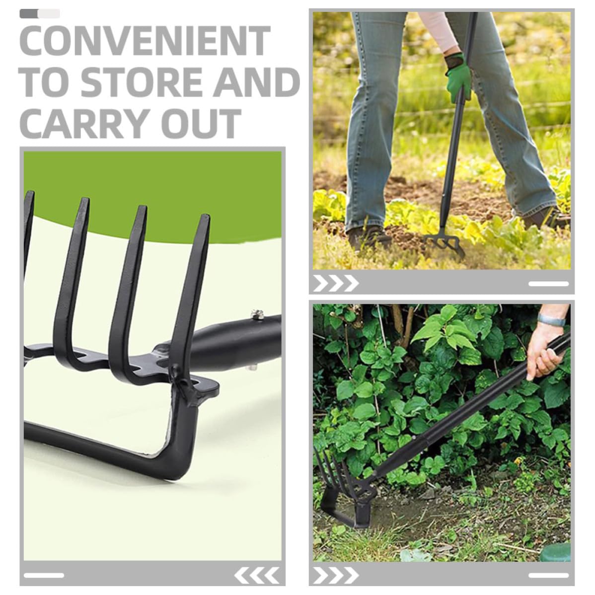 Rastrillo de Deshierbe para Jardín, Azada de Acero Inoxidable Negro | Herramienta Manual para Labrar, Aflojar Tierra y Abrir Zanjas, Uso de Jardinería, Formato Pequeño