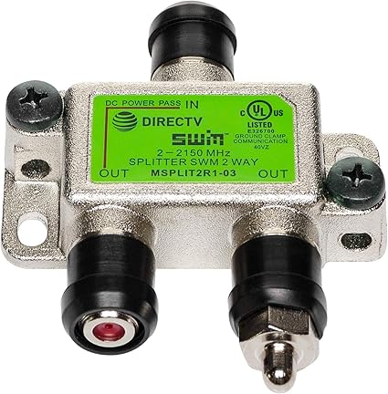 Amazon Com Directv Mrv Swm 2 Way Splitter 2 2150 Mhz 1 Port Power Passing Weather Se Msplit2 Home Audio Theater